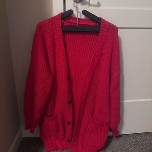 Cozy Red Knit Cardigan